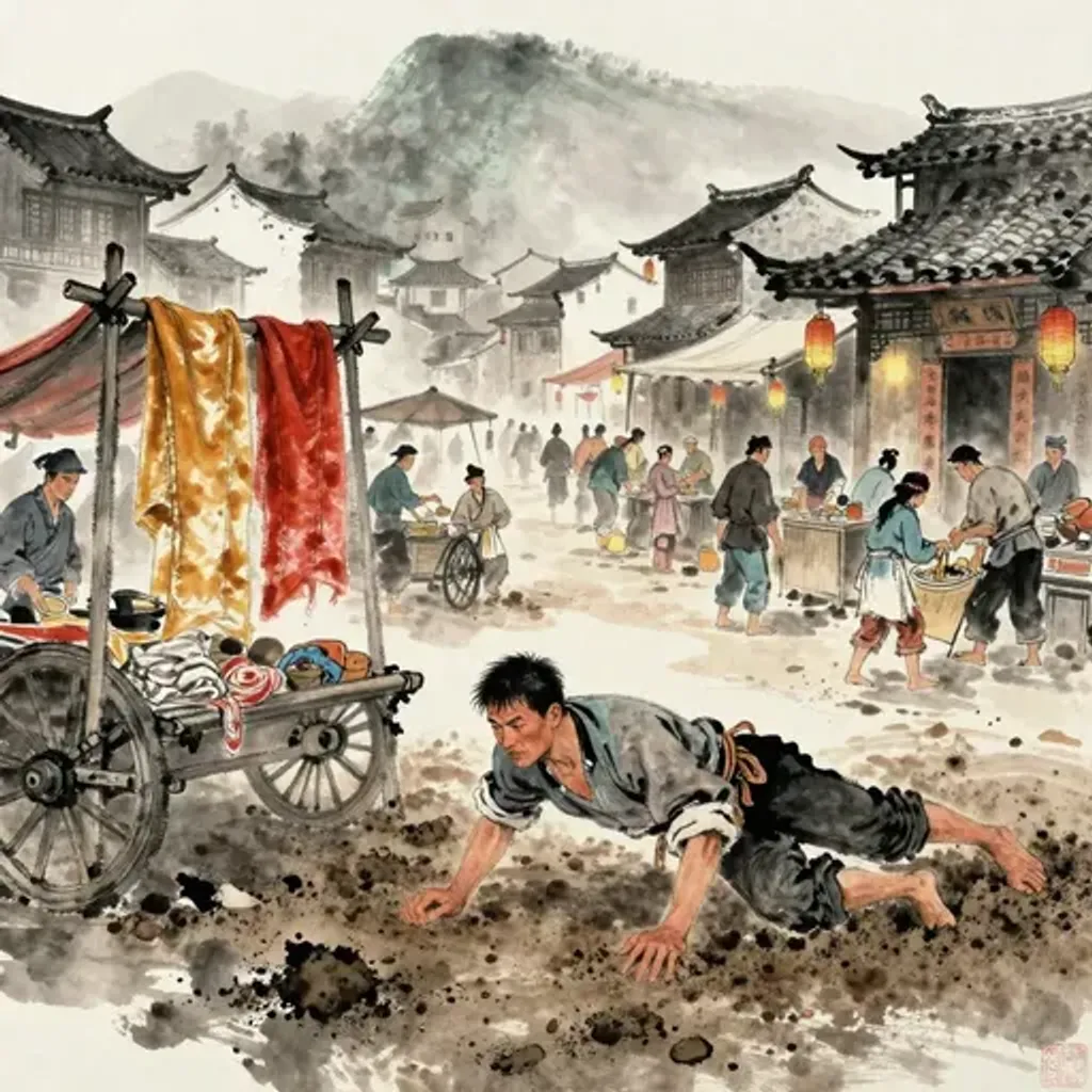 第1卦變第10卦易林詩辭水墨畫