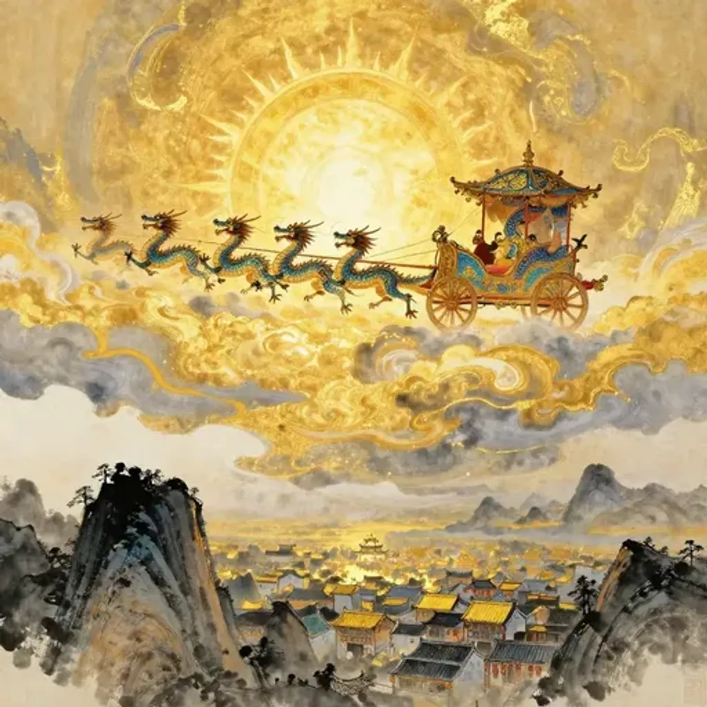 第1卦變第12卦易林詩辭水墨畫