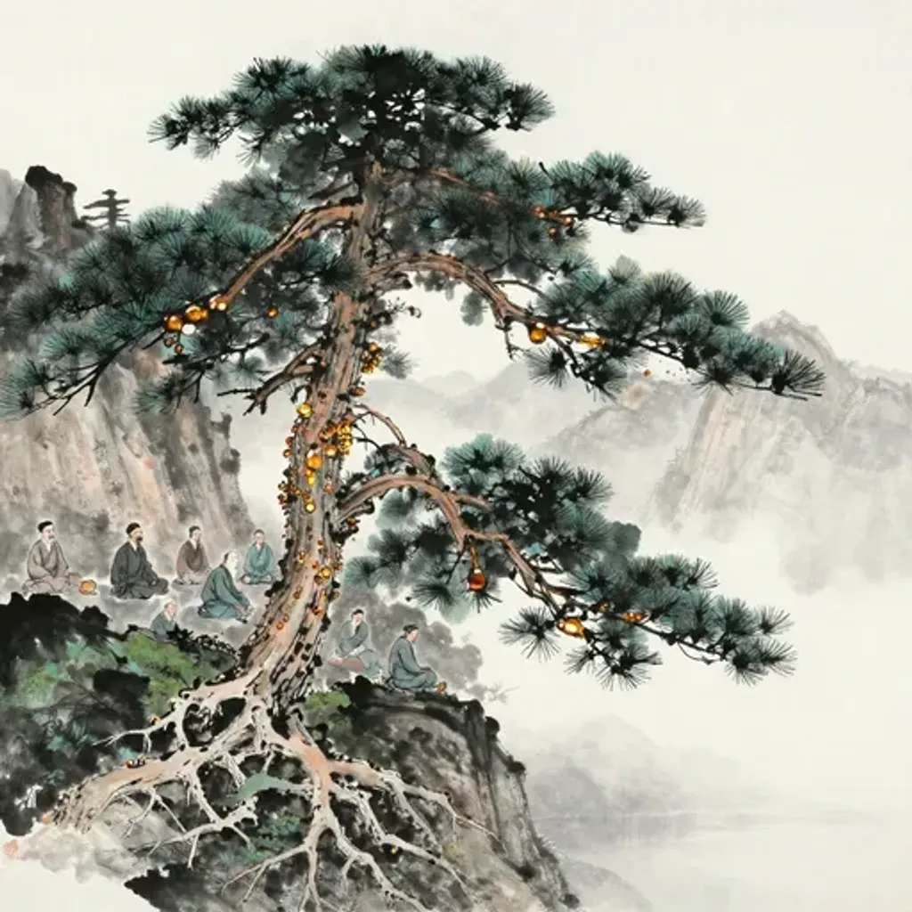 第1卦變第18卦易林詩辭水墨畫