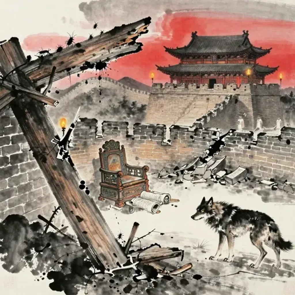 第1卦變第34卦易林詩辭水墨畫