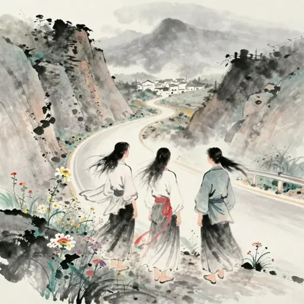 第1卦變第37卦易林詩辭水墨畫