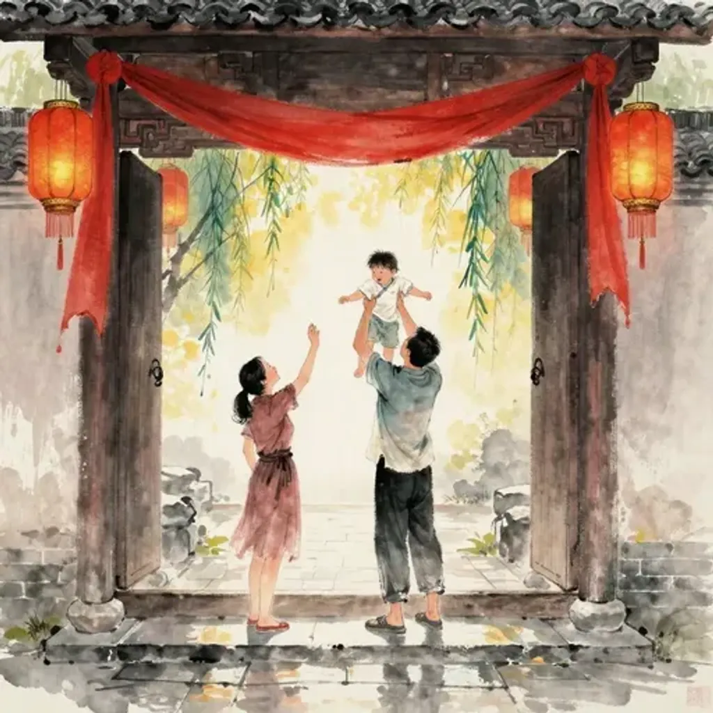 第1卦變第5卦易林詩辭水墨畫