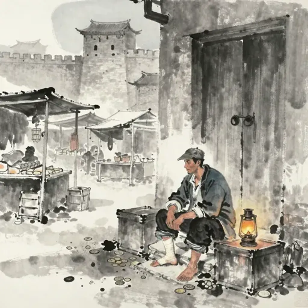第1卦變第50卦易林詩辭水墨畫