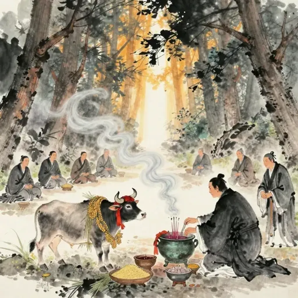 第1卦變第56卦易林詩辭水墨畫