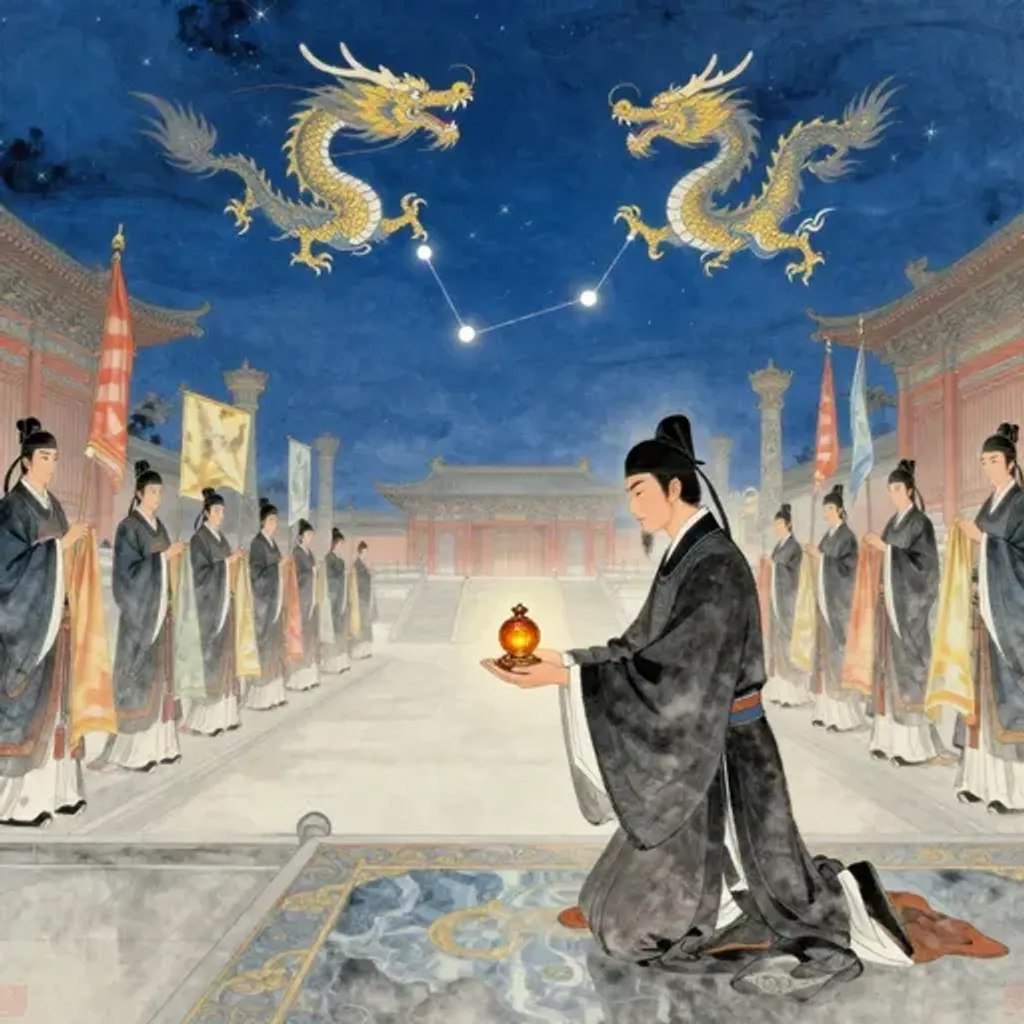 第1卦變第60卦易林詩辭水墨畫