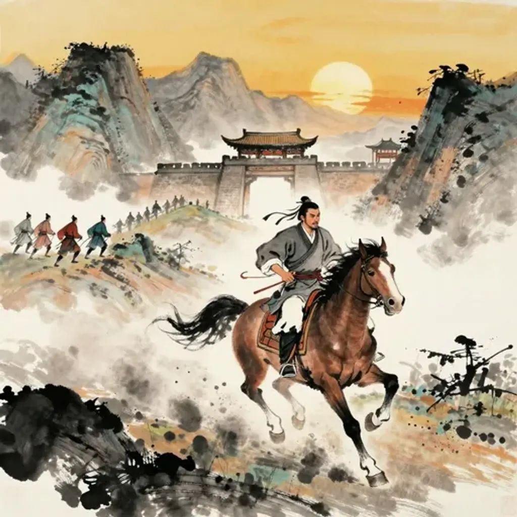 Ink brush artwork for the Yilin verse on Hexagram 10 changing to Hexagram 27