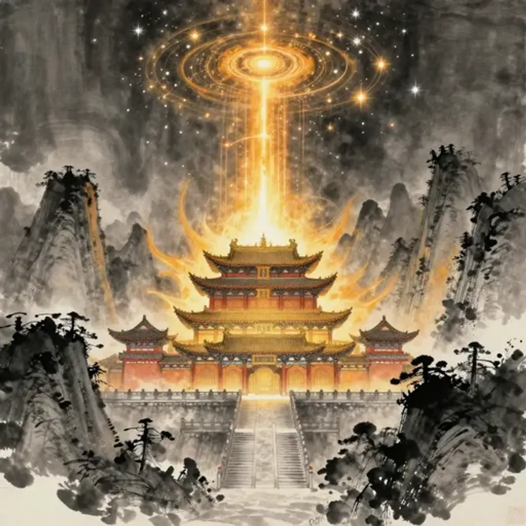 Ink brush artwork for the Yilin verse on Hexagram 10 changing to Hexagram 37