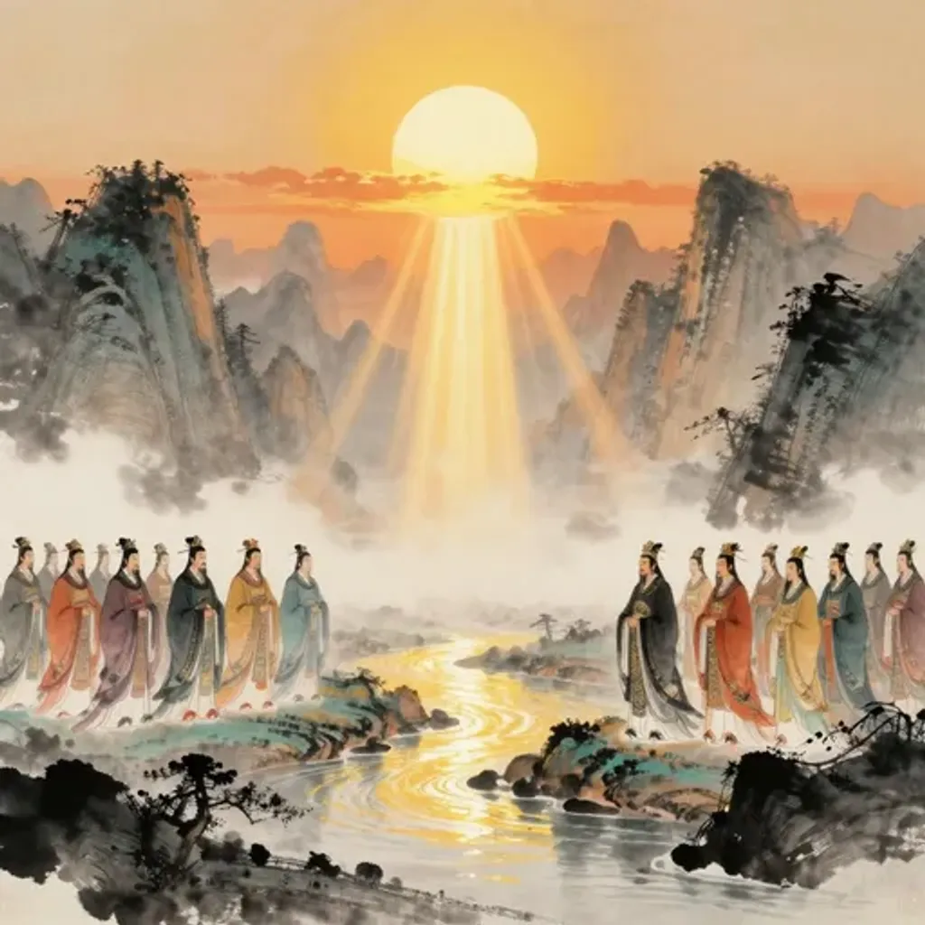 Ink brush artwork for the Yilin verse on Hexagram 10 changing to Hexagram 47