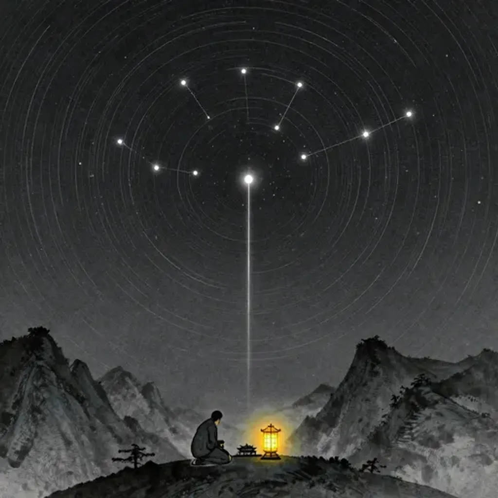 Ink brush artwork for the Yilin verse on Hexagram 10 changing to Hexagram 5