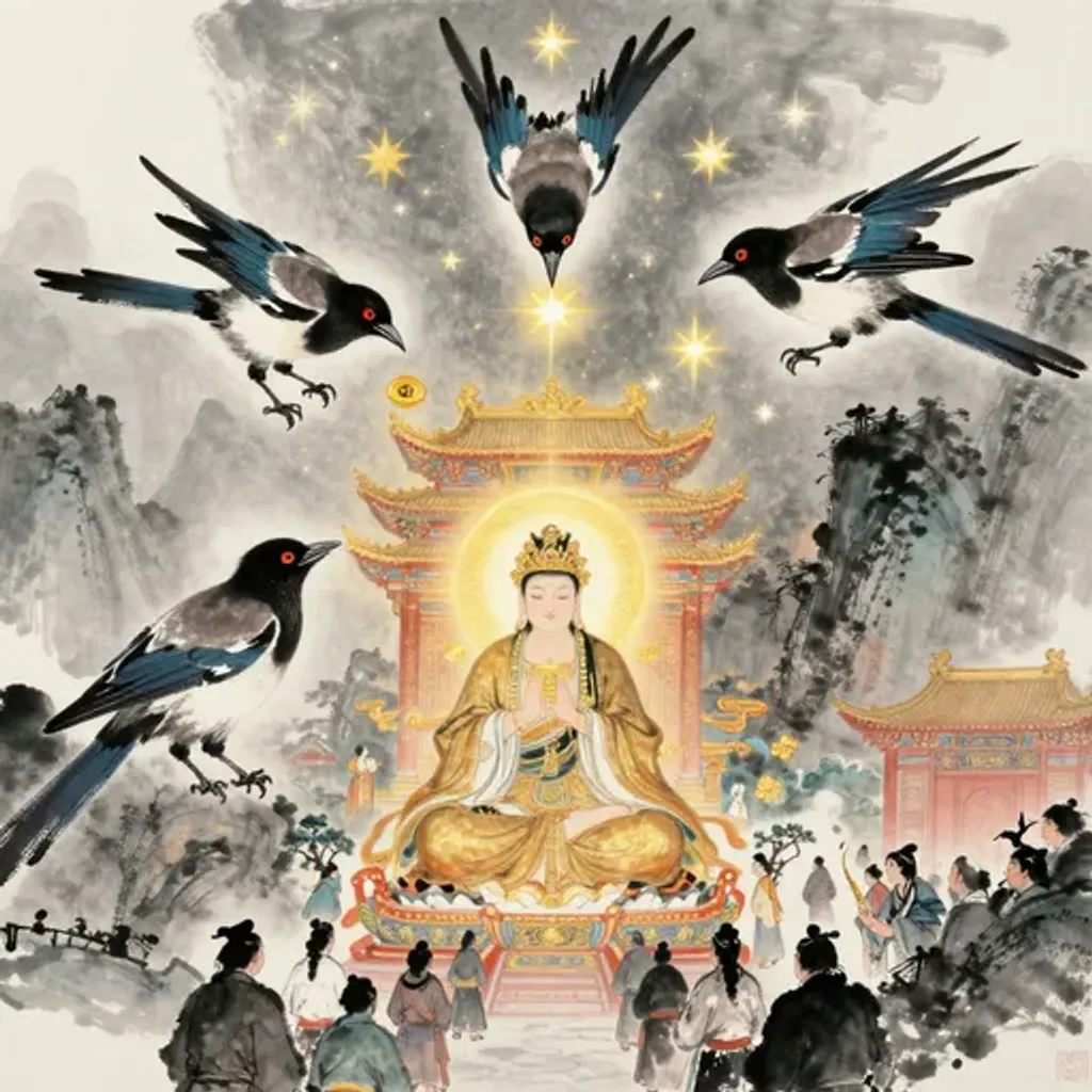Ink brush artwork for the Yilin verse on Hexagram 10 changing to Hexagram 61