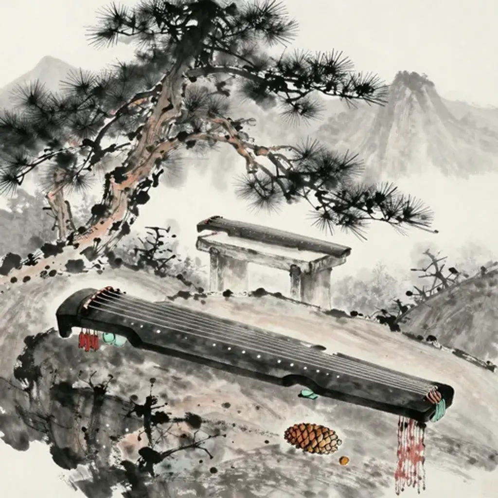 Ink brush artwork for the Yilin verse on Hexagram 16 changing to Hexagram 14