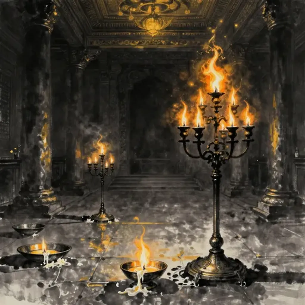 Ink brush artwork for the Yilin verse on Hexagram 17 changing to Hexagram 14