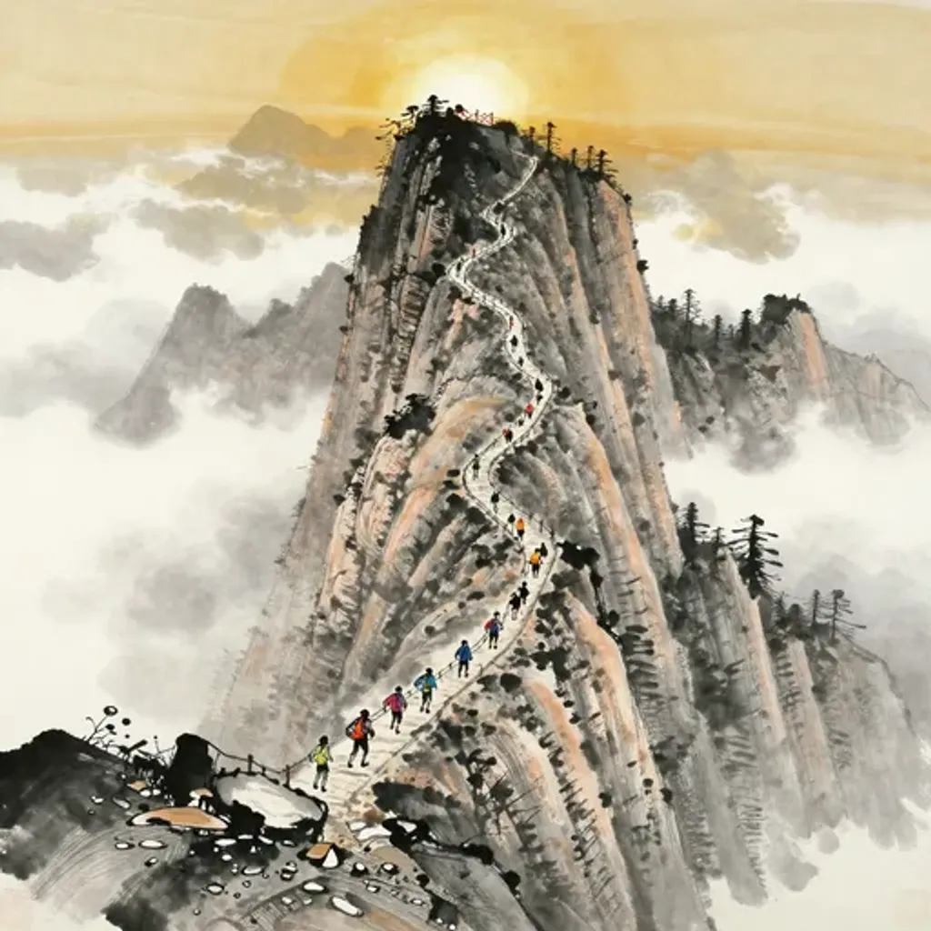 Ink brush artwork for the Yilin verse on Hexagram 18 changing to Hexagram 23