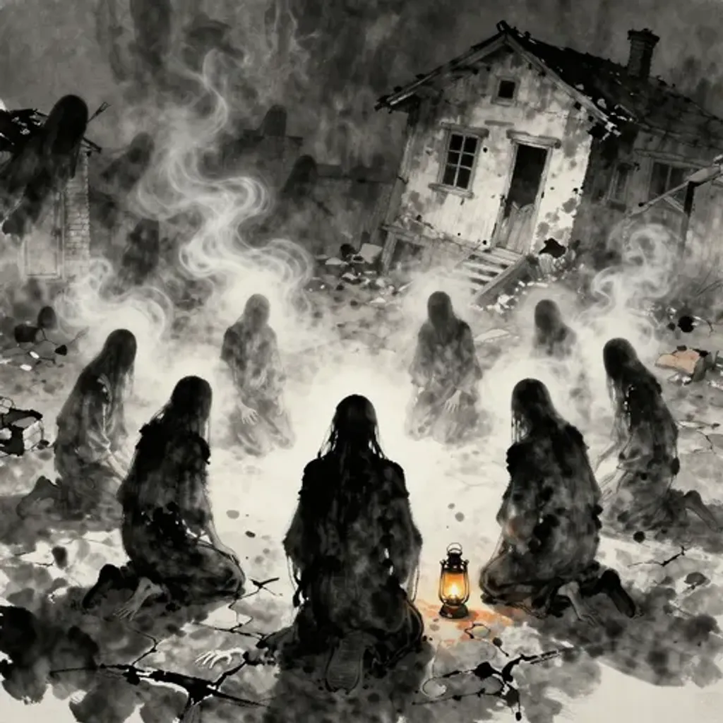 Ink brush artwork for the Yilin verse on Hexagram 2 changing to Hexagram 24