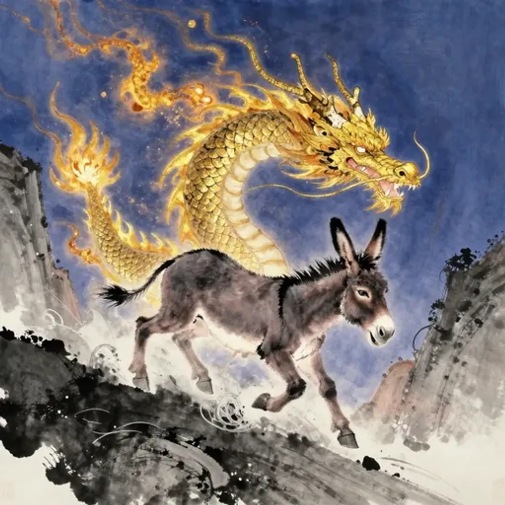 Ink brush artwork for the Yilin verse on Hexagram 20 changing to Hexagram 48