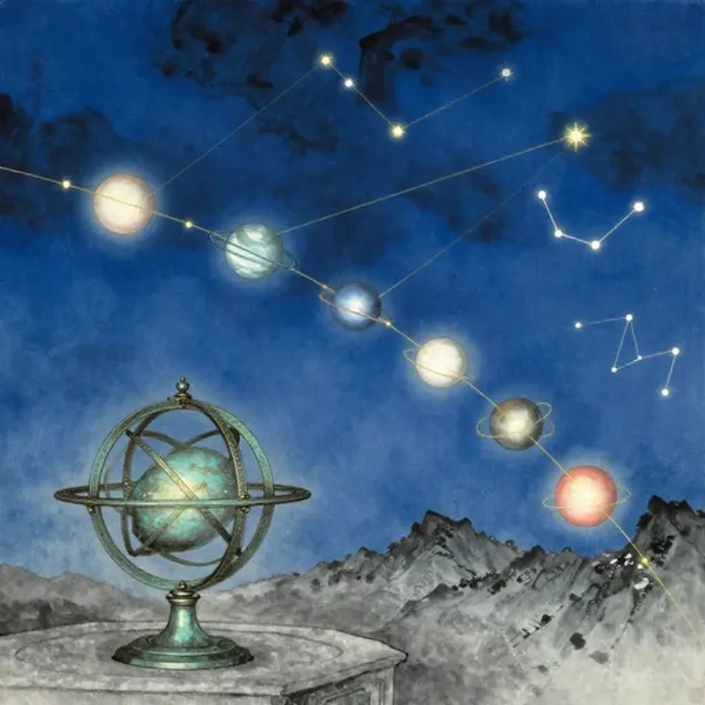 Ink brush artwork for the Yilin verse on Hexagram 21 changing to Hexagram 2