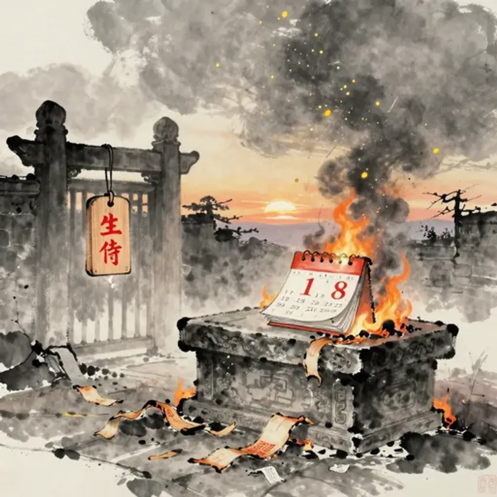 Ink brush artwork for the Yilin verse on Hexagram 23 changing to Hexagram 1