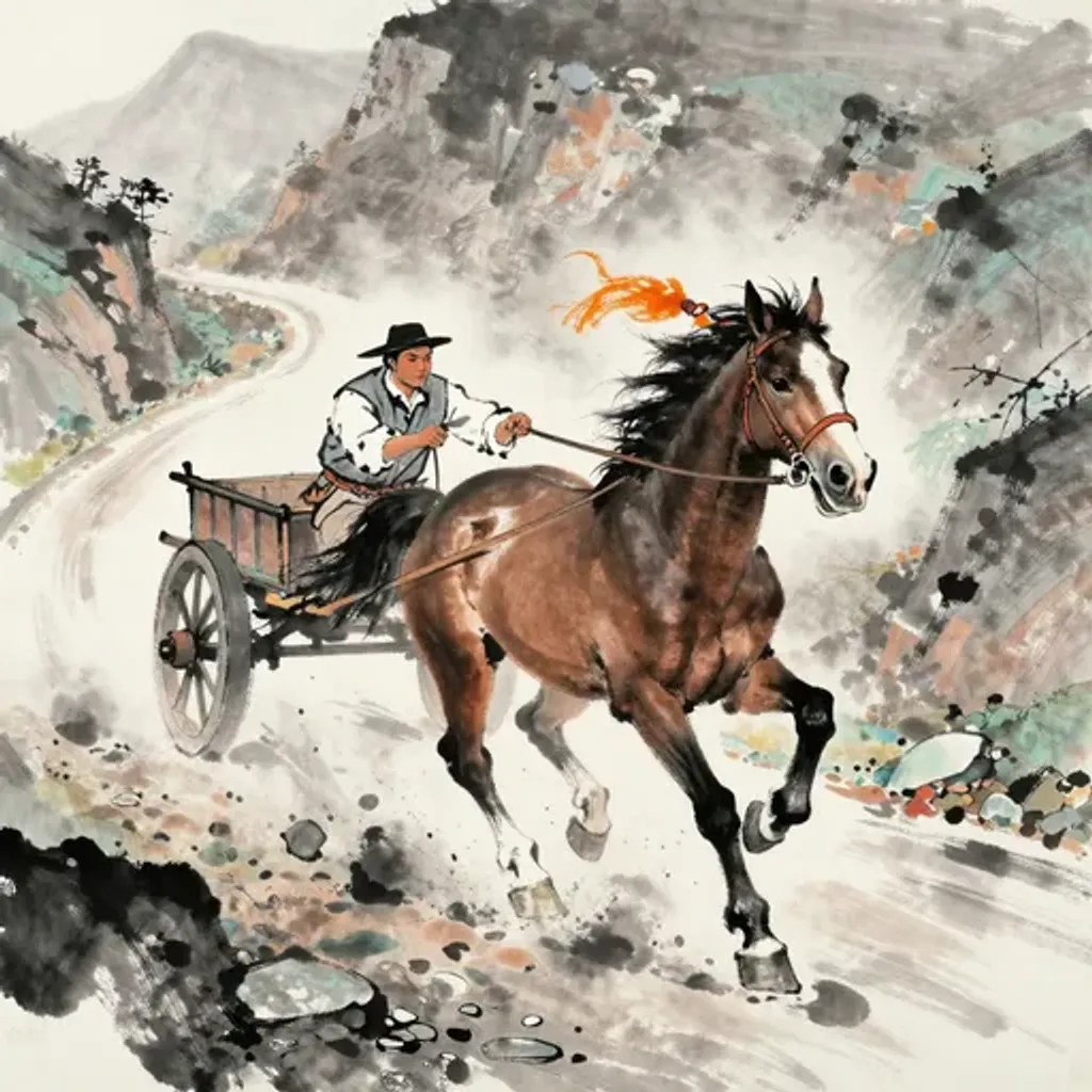 Ink brush artwork for the Yilin verse on Hexagram 24 changing to Hexagram 39