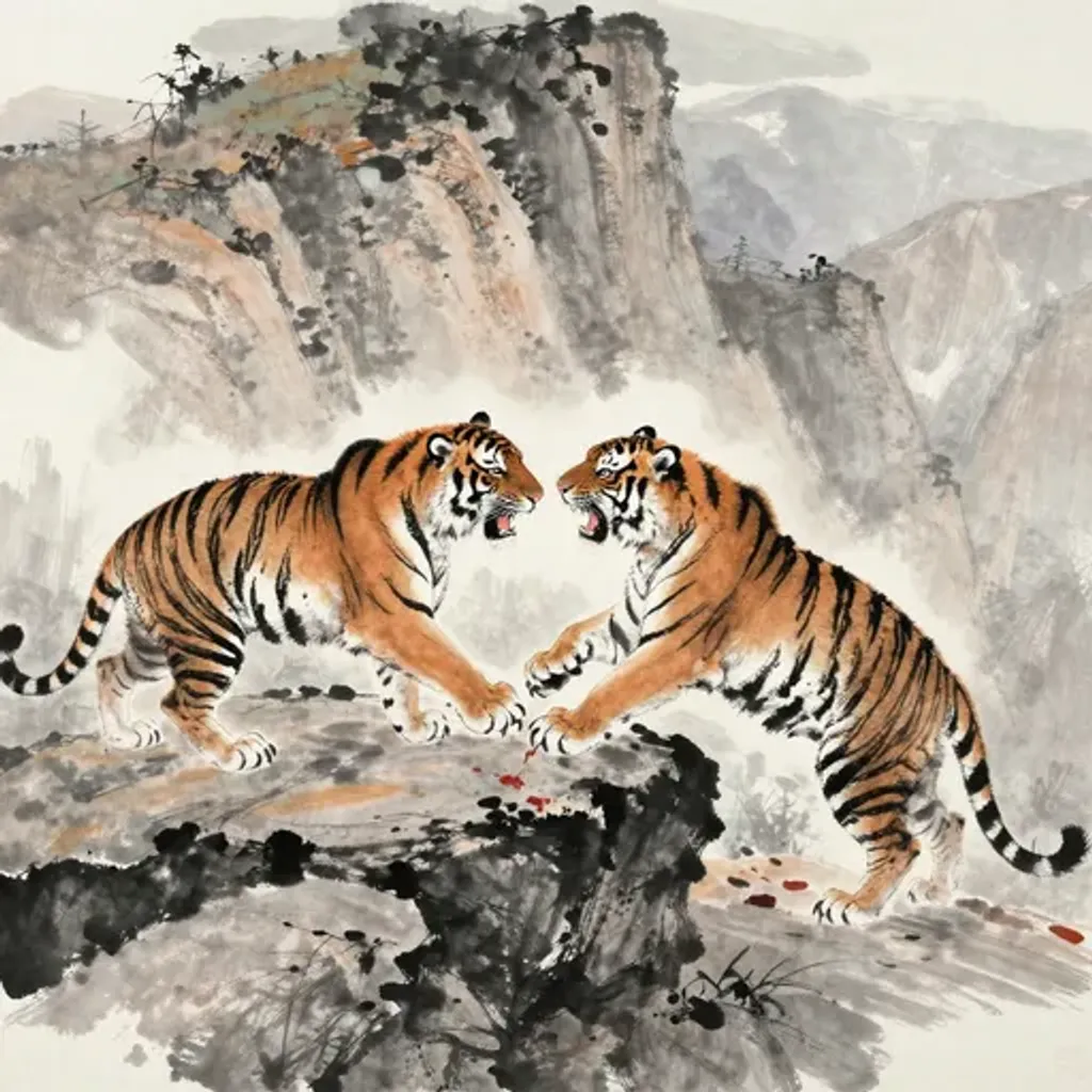 Ink brush artwork for the Yilin verse on Hexagram 26 changing to Hexagram 41