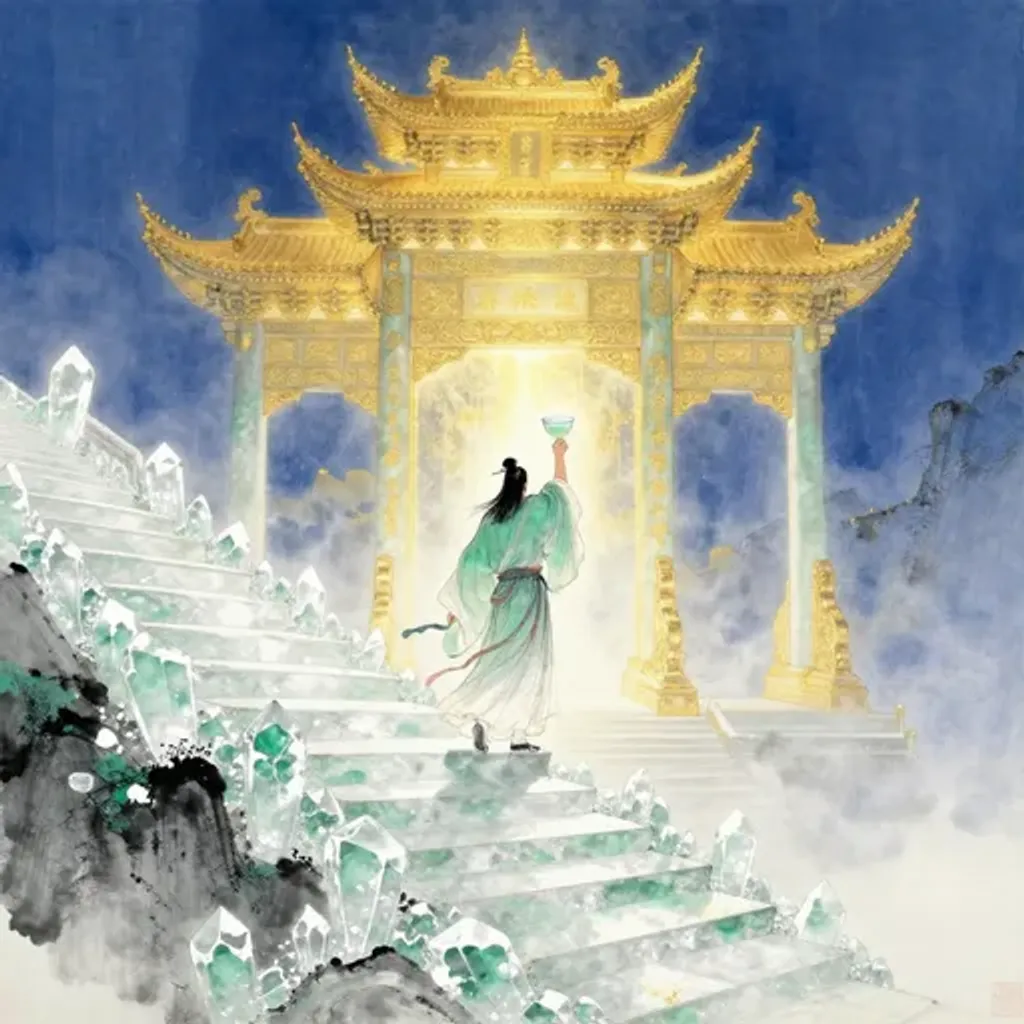 Ink brush artwork for the Yilin verse on Hexagram 27 changing to Hexagram 18