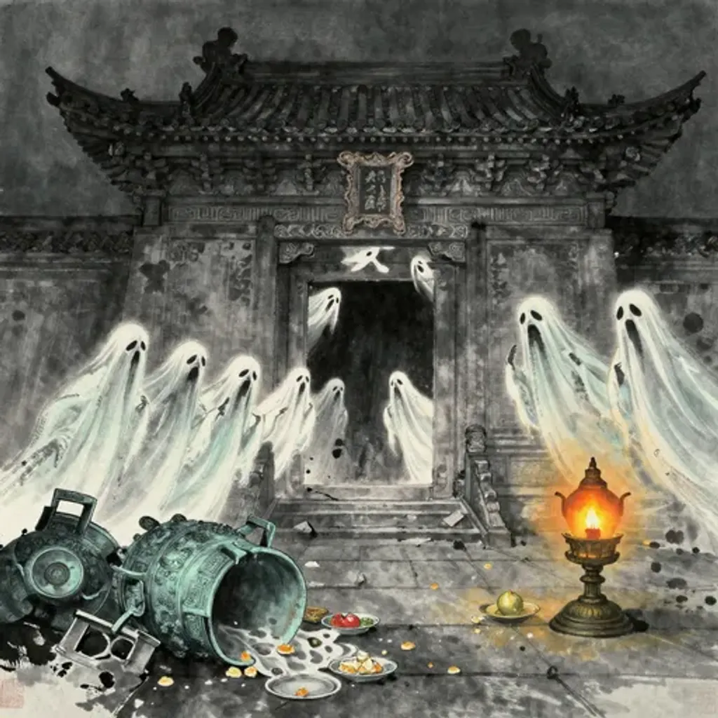 Ink brush artwork for the Yilin verse on Hexagram 28 changing to Hexagram 12