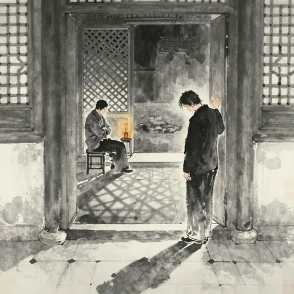 第29卦變第36卦易林詩辭水墨畫
