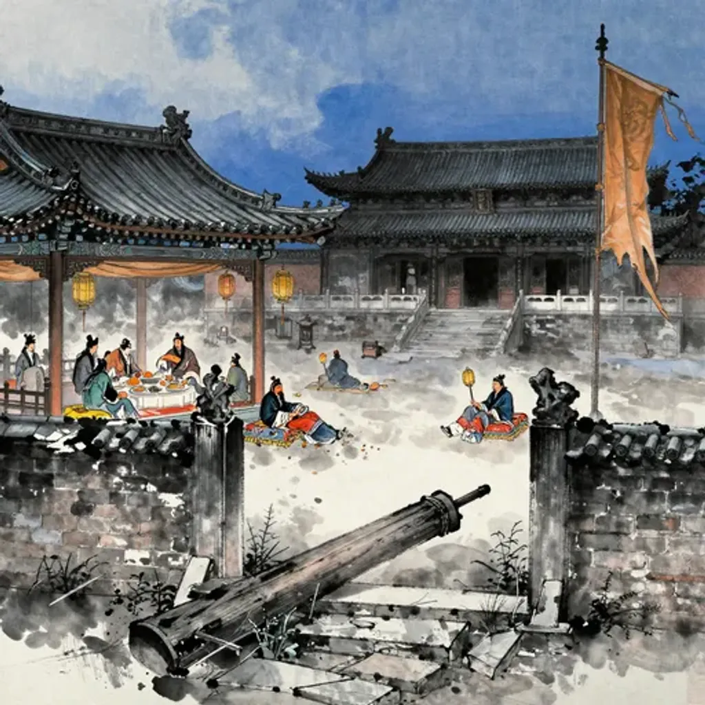 第29卦變第43卦易林詩辭水墨畫