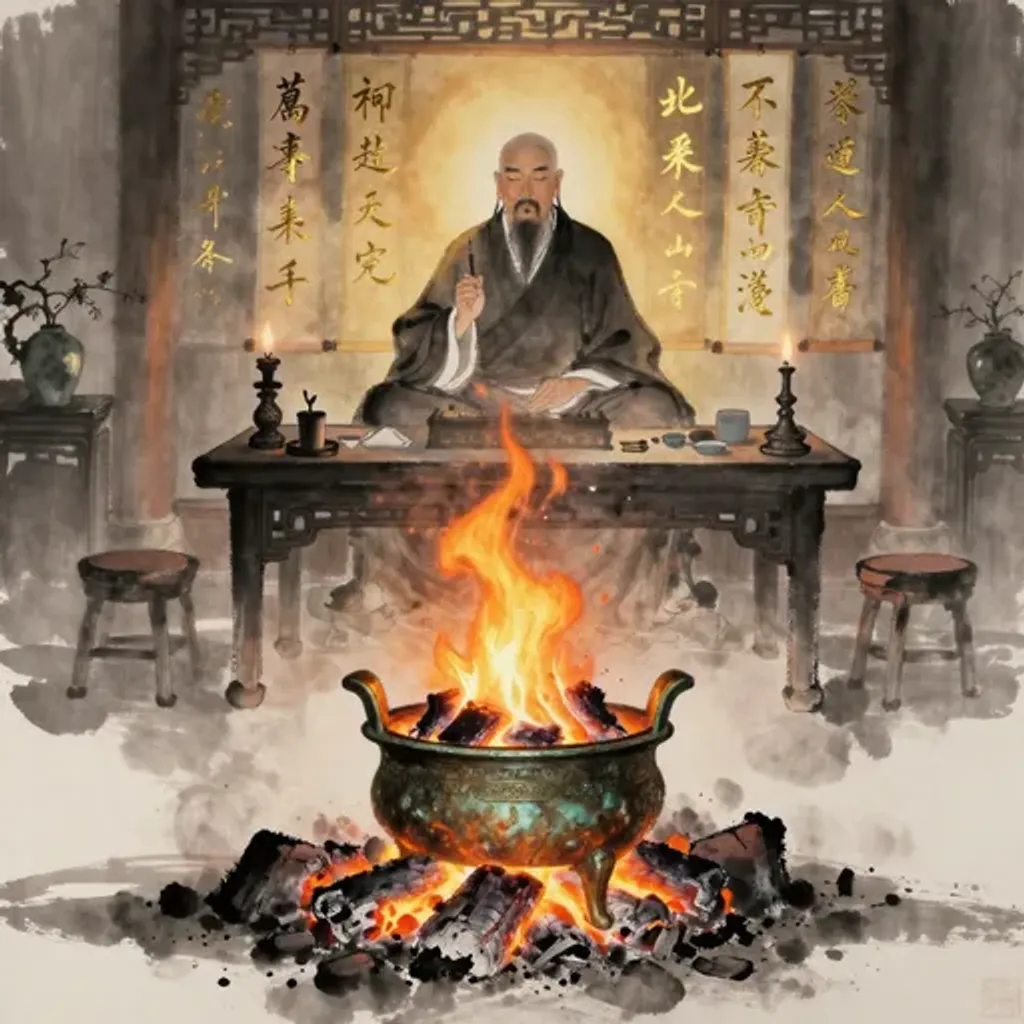 Ink brush artwork for the Yilin verse on Hexagram 3 changing to Hexagram 31
