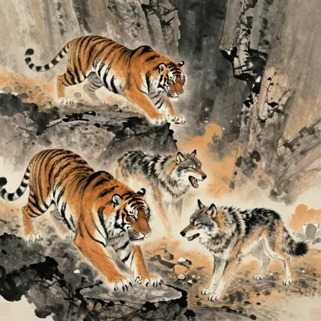 第30卦變第35卦易林詩辭水墨畫