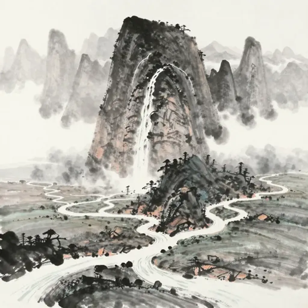 第30卦變第42卦易林詩辭水墨畫