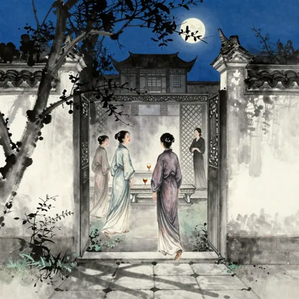 第30卦變第6卦易林詩辭水墨畫