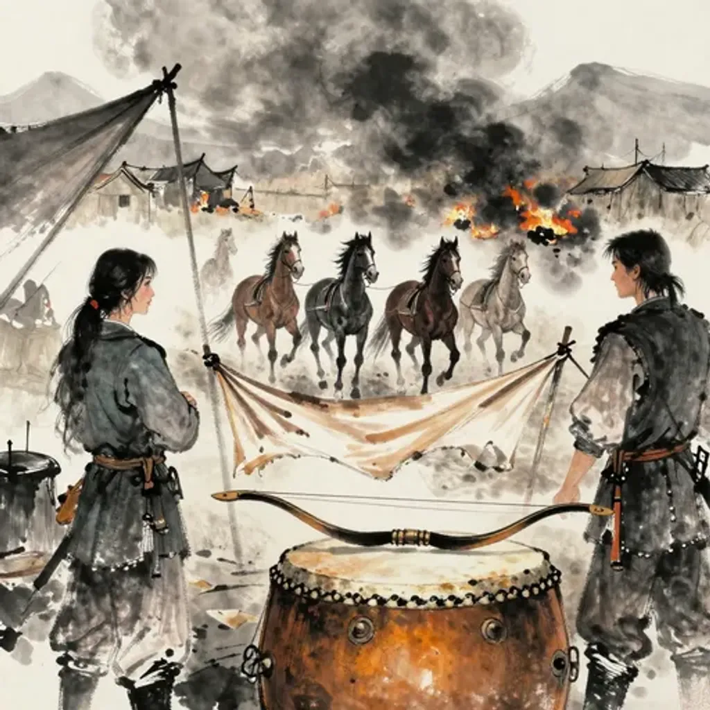 第30卦變第9卦易林詩辭水墨畫