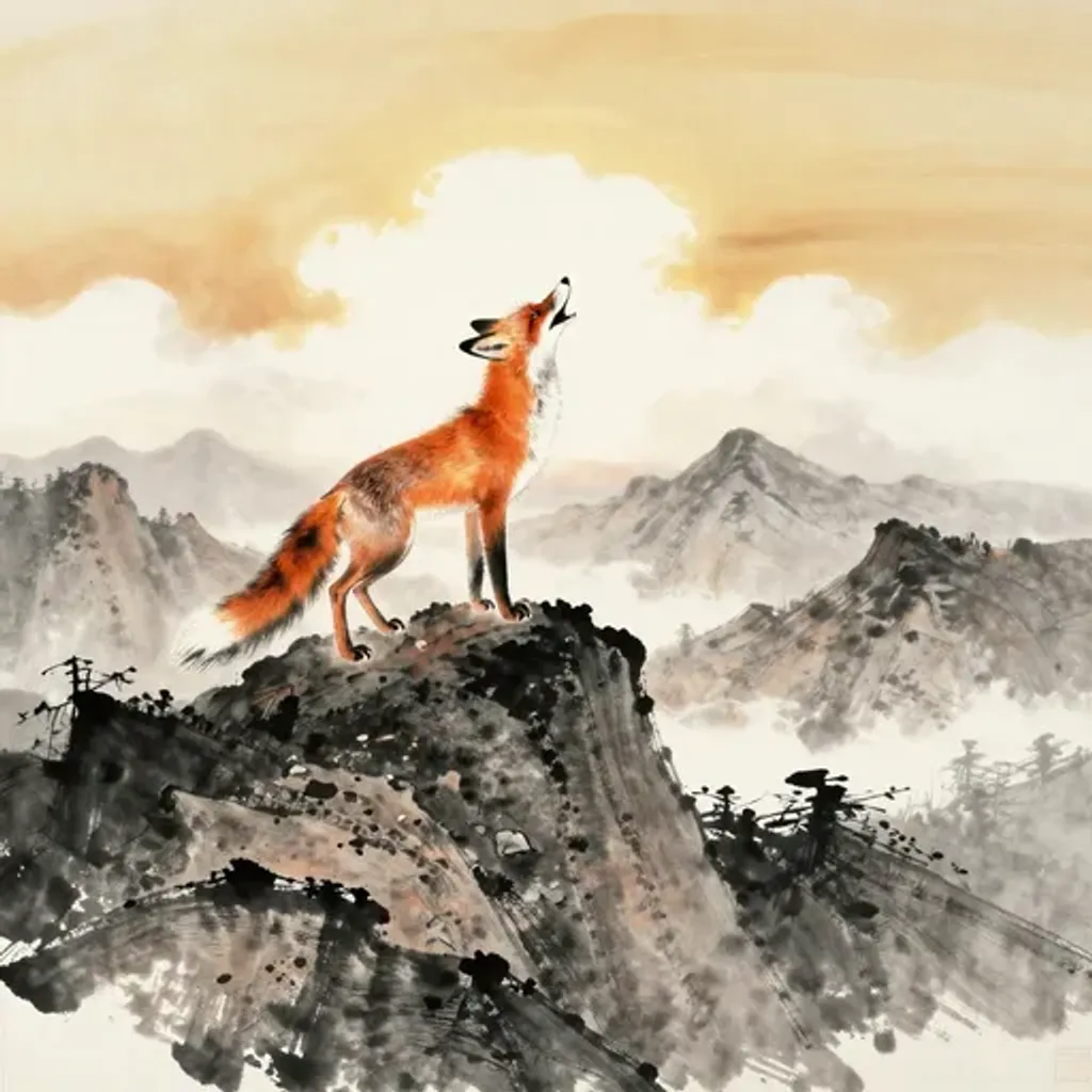 Ink brush artwork for the Yilin verse on Hexagram 31 changing to Hexagram 22