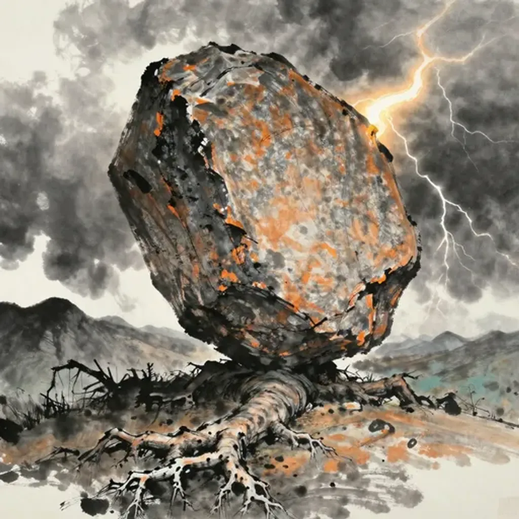 Ink brush artwork for the Yilin verse on Hexagram 31 changing to Hexagram 29