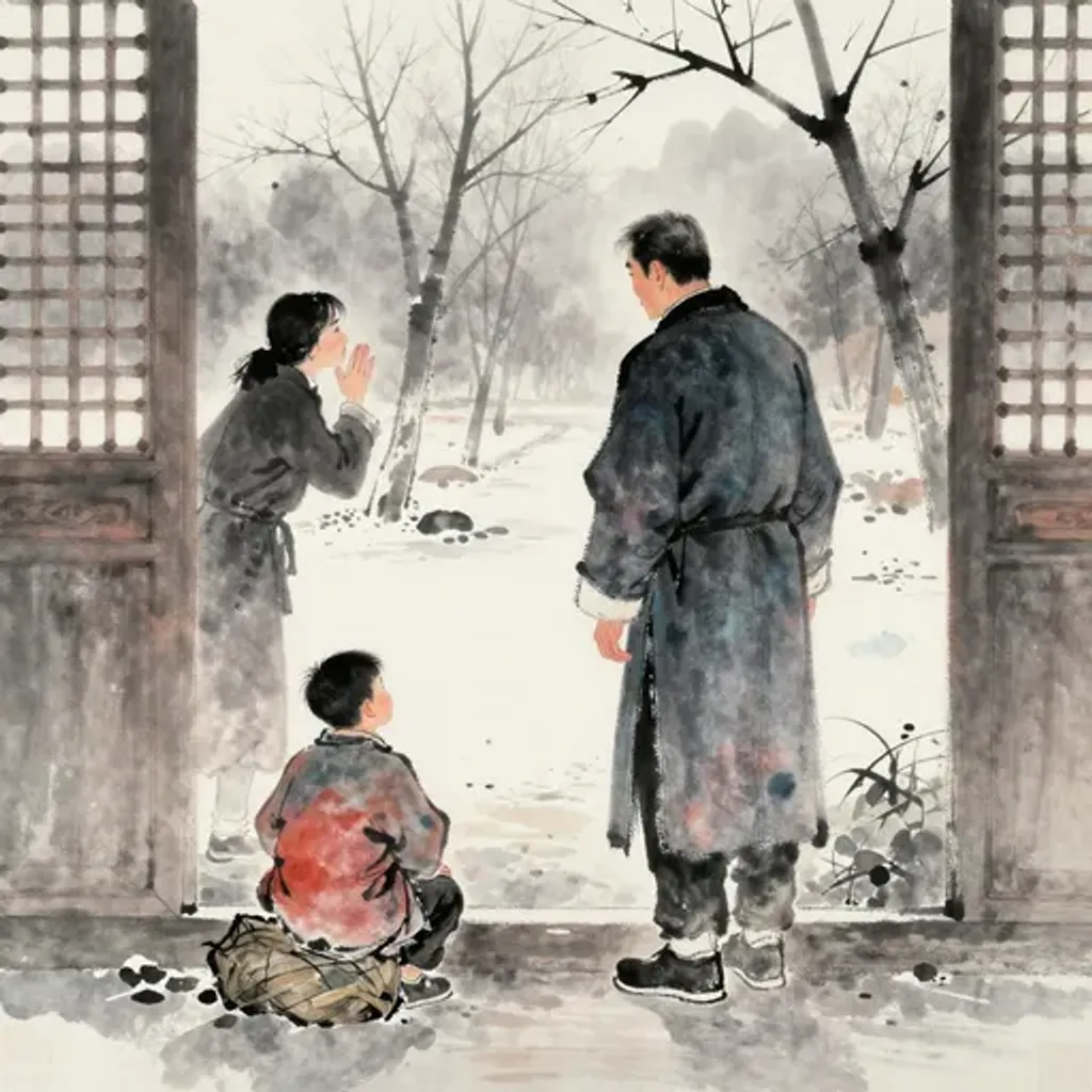 第37卦變第15卦易林詩辭水墨畫