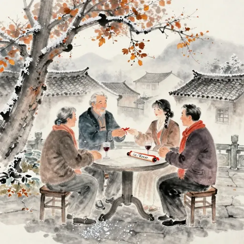 第37卦變第41卦易林詩辭水墨畫
