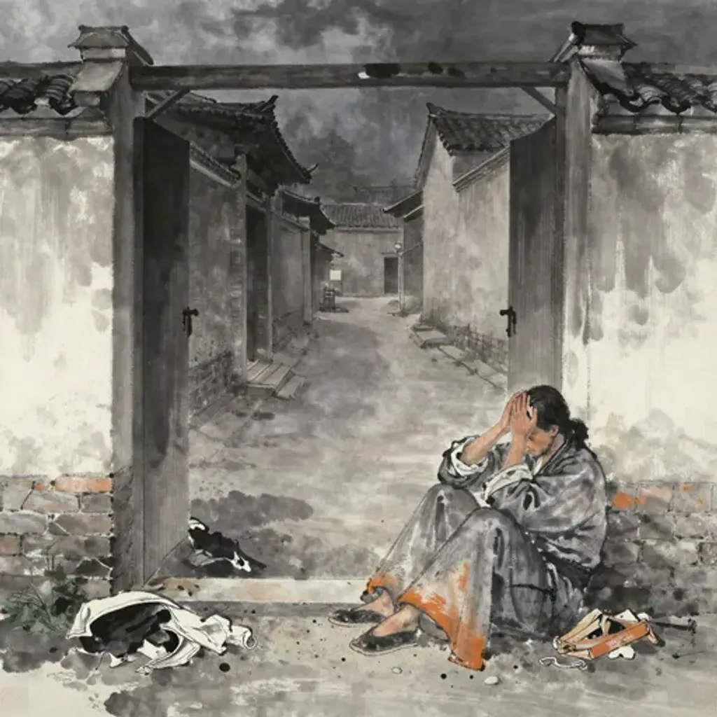 第37卦變第45卦易林詩辭水墨畫