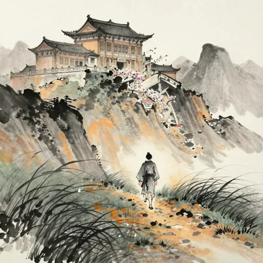 第37卦變第47卦易林詩辭水墨畫