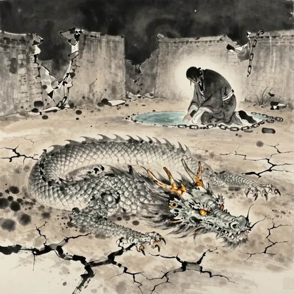 第37卦變第49卦易林詩辭水墨畫