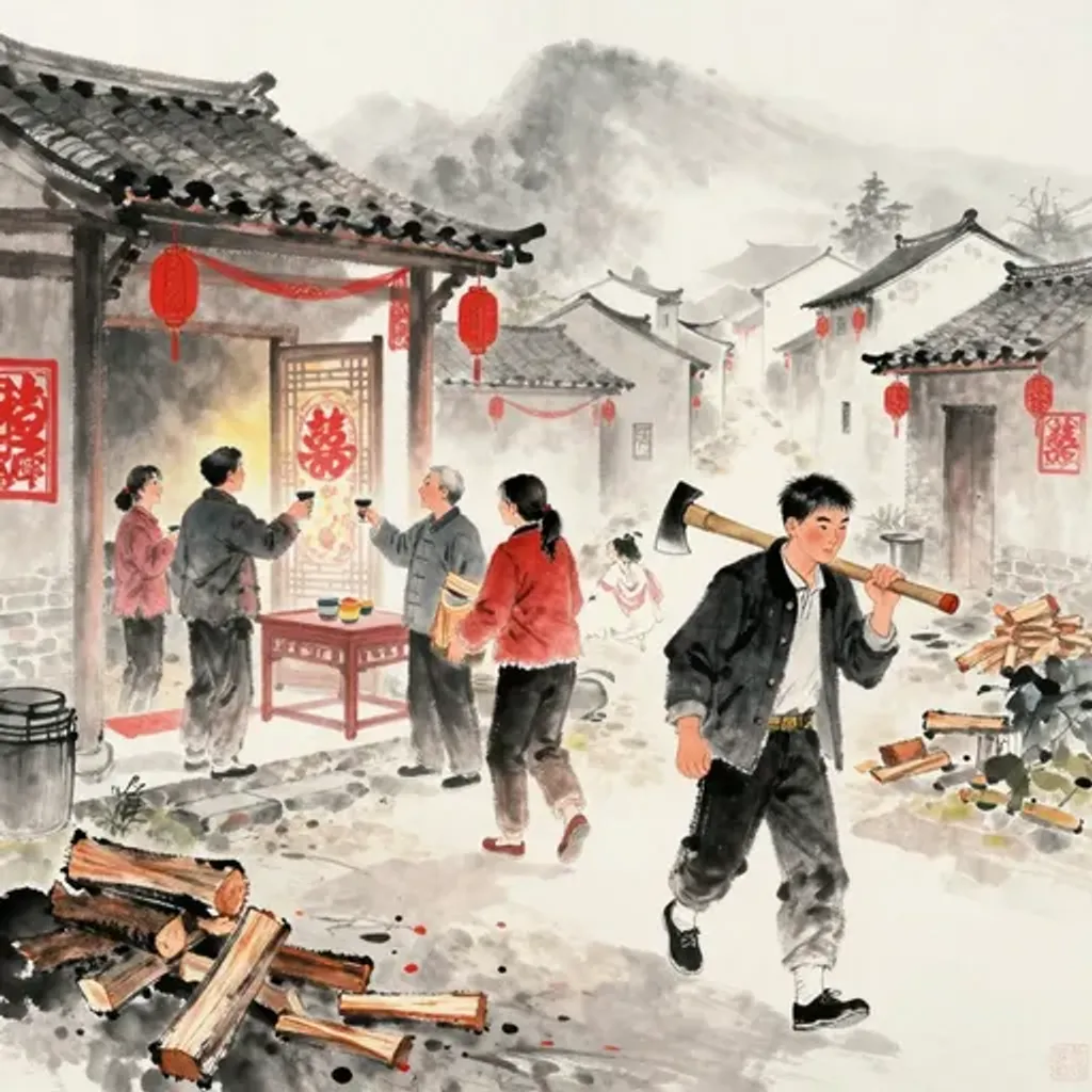 第37卦變第53卦易林詩辭水墨畫