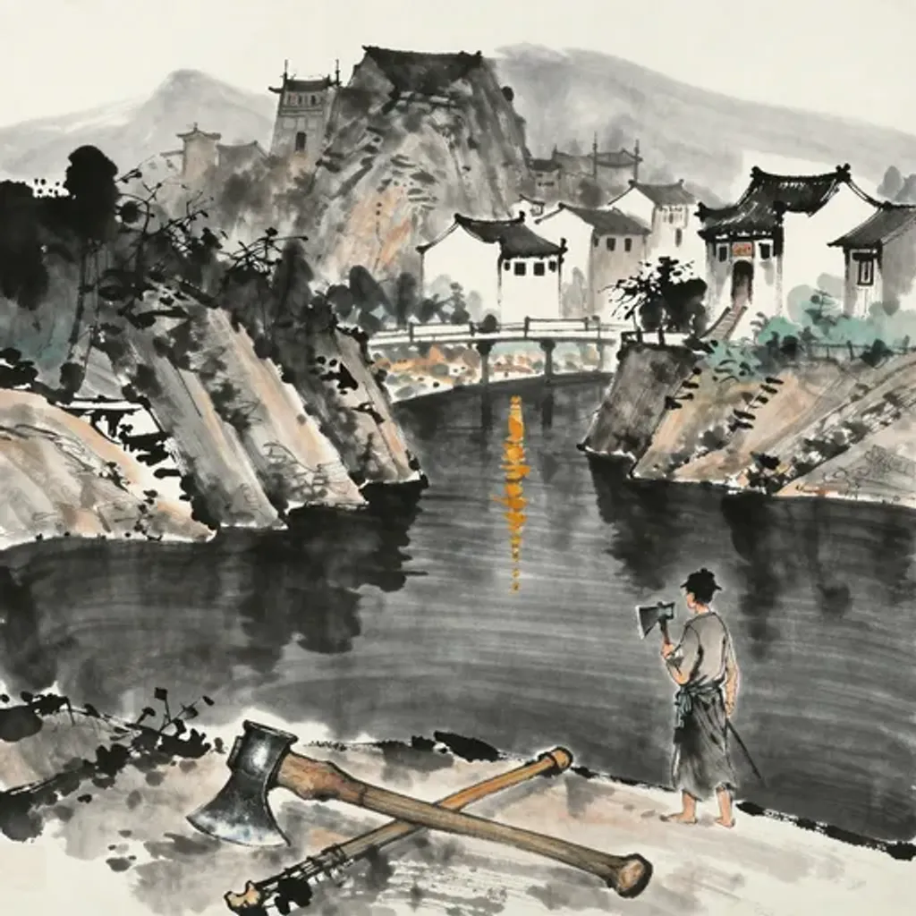 第37卦變第64卦易林詩辭水墨畫