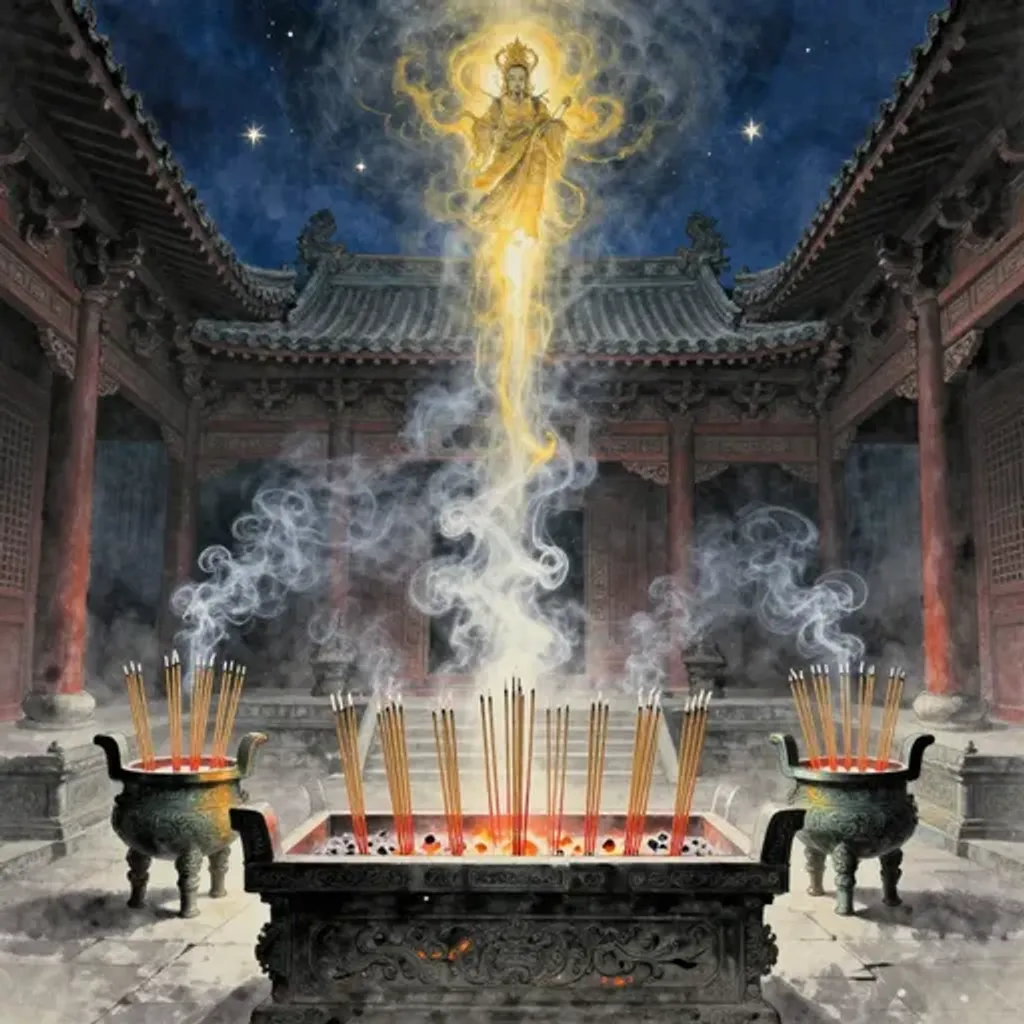 Ink brush artwork for the Yilin verse on Hexagram 38 changing to Hexagram 4