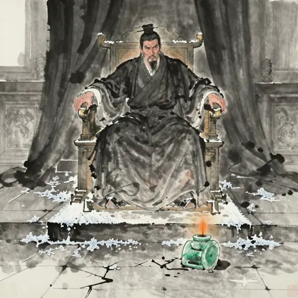 Ink brush artwork for the Yilin verse on Hexagram 40 changing to Hexagram 45