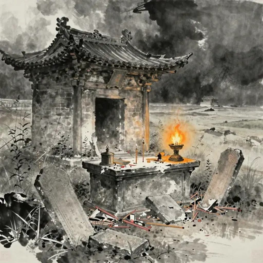 Ink brush artwork for the Yilin verse on Hexagram 40 changing to Hexagram 46