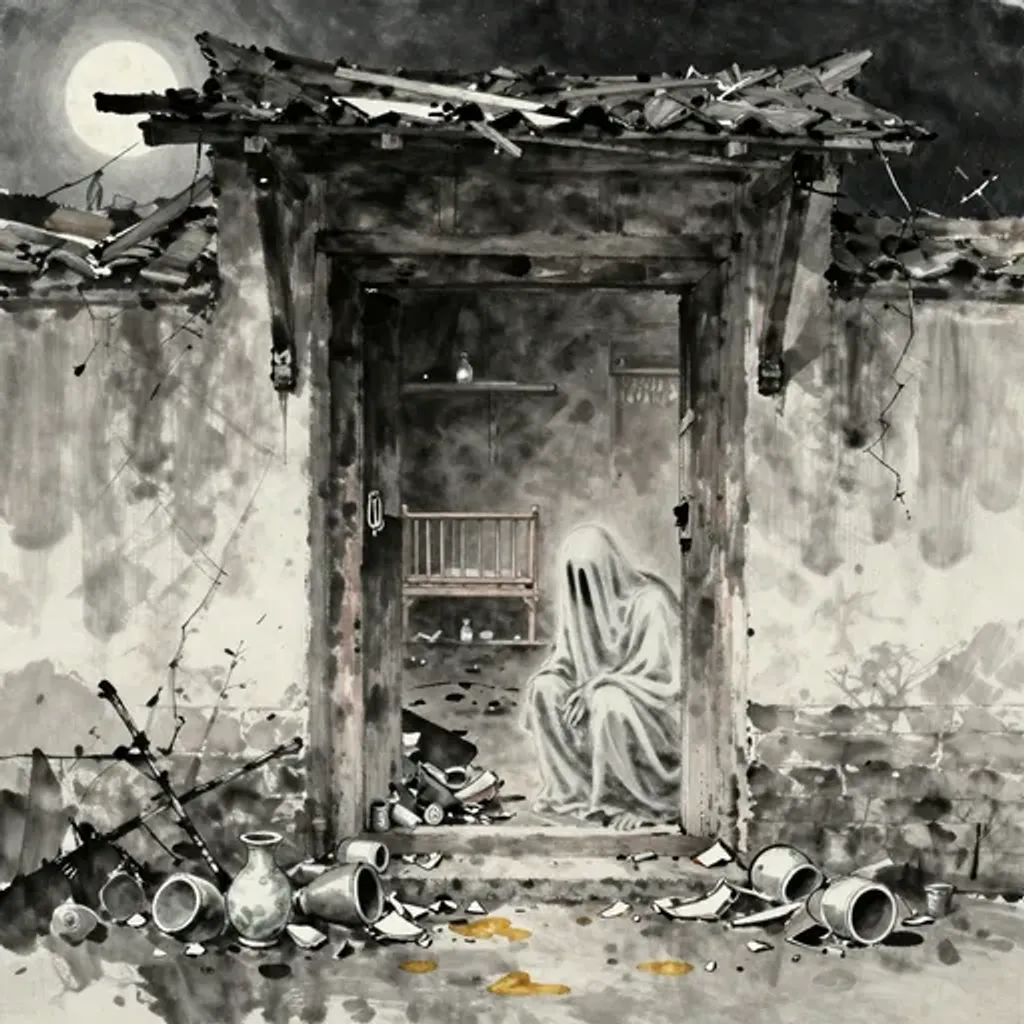 Ink brush artwork for the Yilin verse on Hexagram 41 changing to Hexagram 23