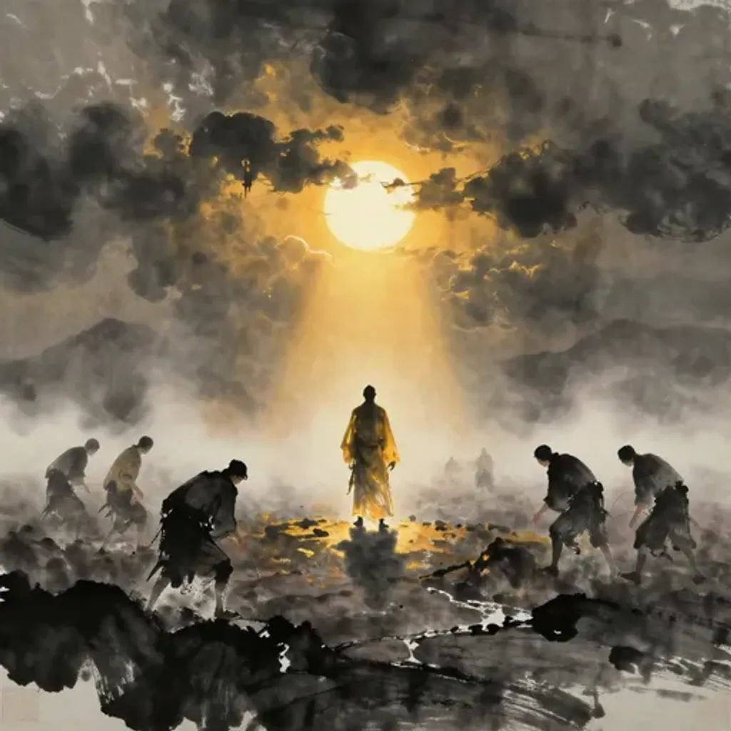 第47卦變第11卦易林詩辭水墨畫