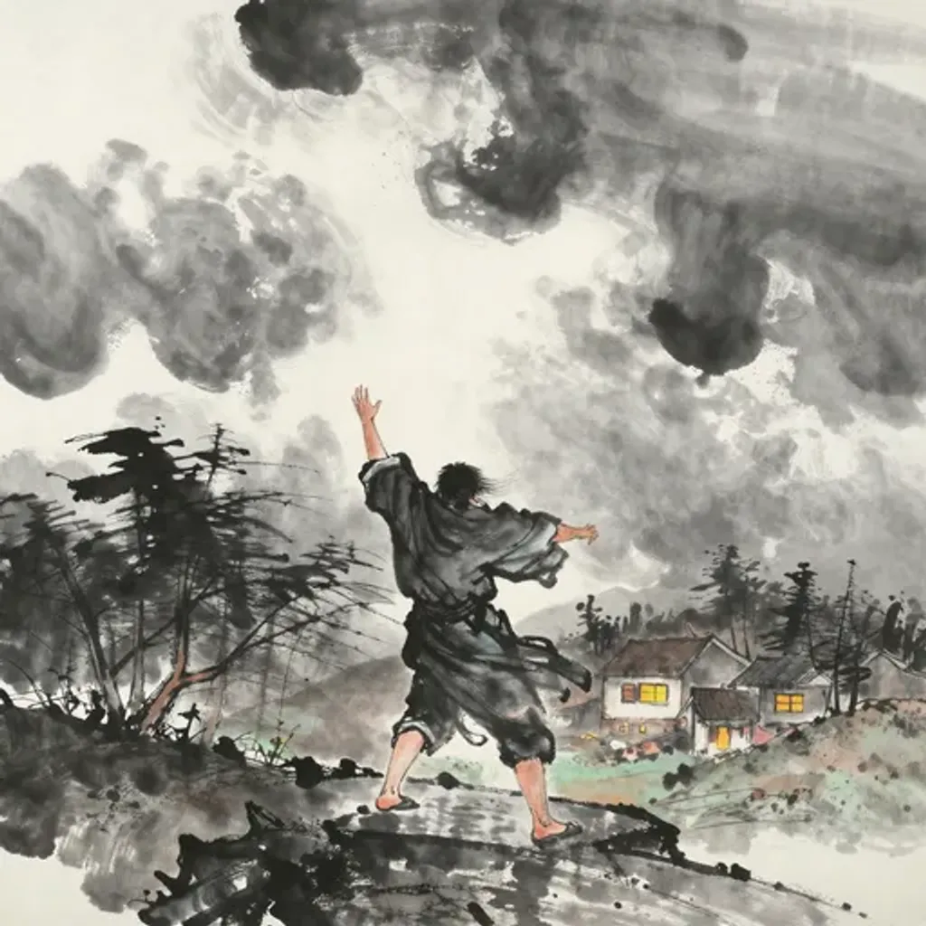 第47卦變第12卦易林詩辭水墨畫