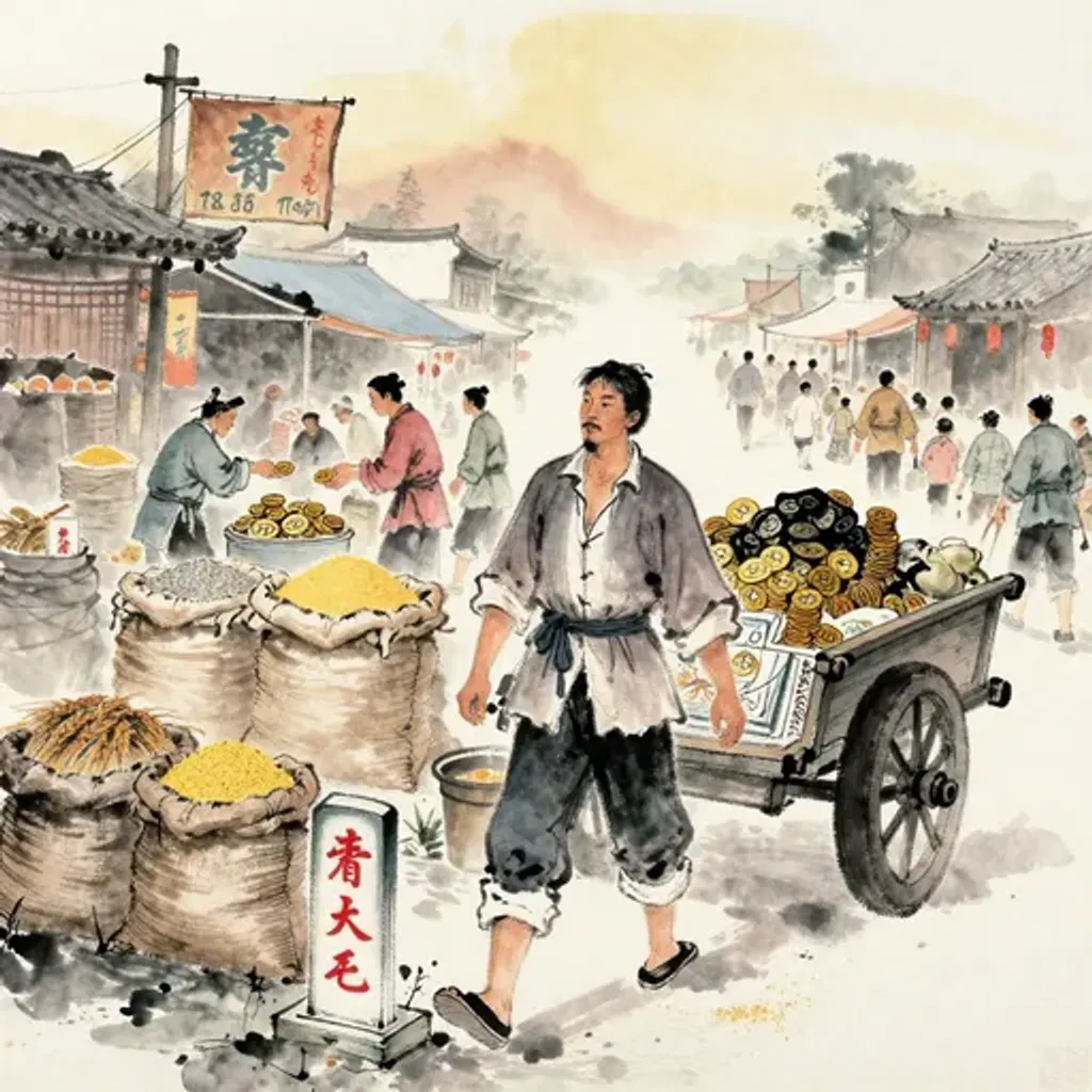 第47卦變第16卦易林詩辭水墨畫
