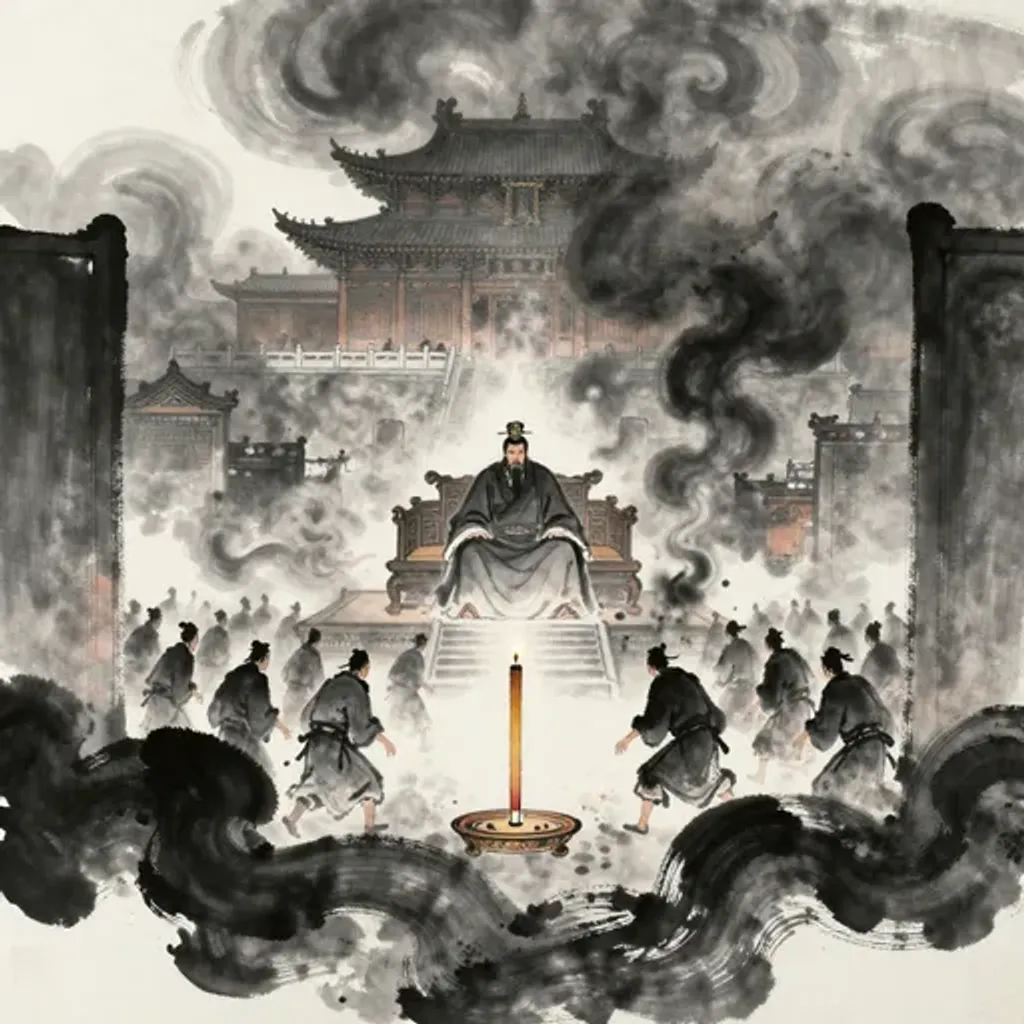 第47卦變第36卦易林詩辭水墨畫