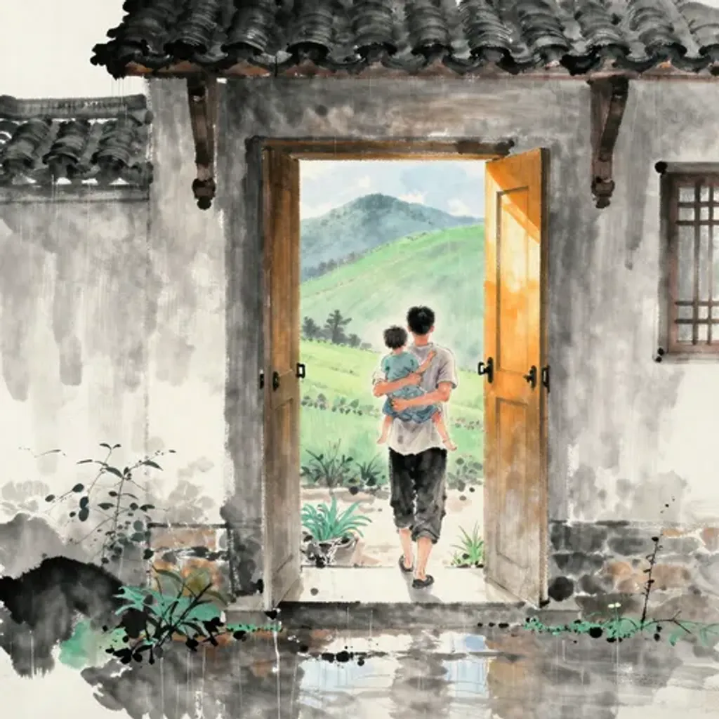 第47卦變第44卦易林詩辭水墨畫